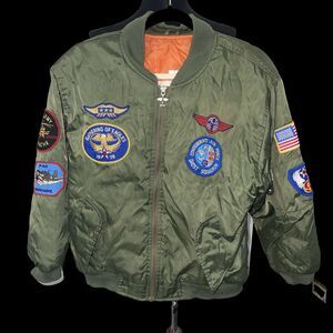 Alpha Industries Youth MA-1 Bomber Jacket With Patches Army Green Youth Size
